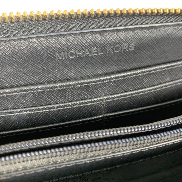 MICHAEL KORS Jet Set Travel Continental Large Black Pebbled Leather Wallet NICE! - Picture 6 of 9